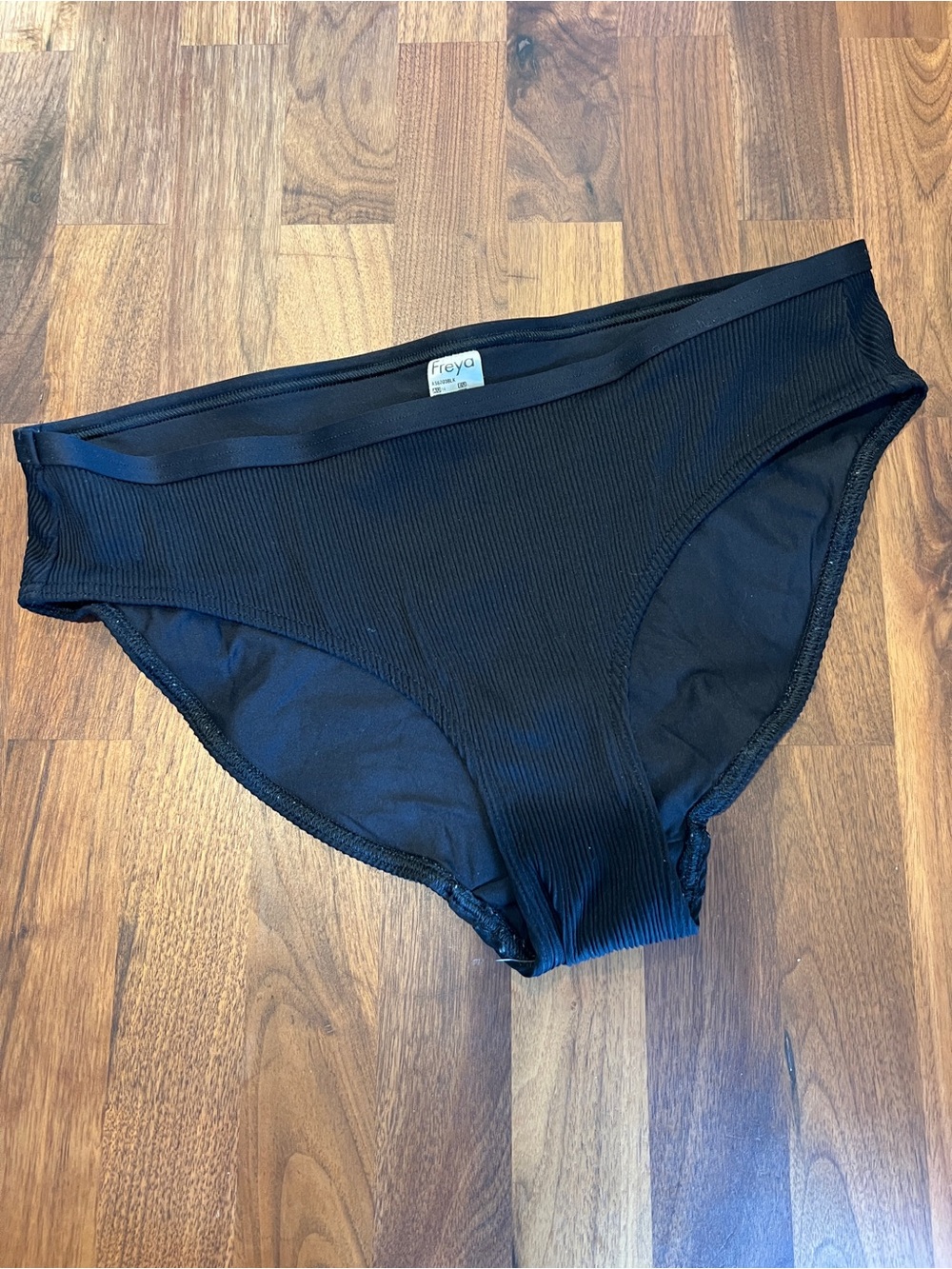Freya Black Ribbed Bikini Large Bottoms